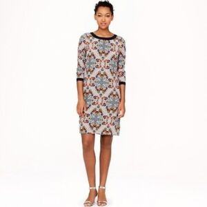 J. Crew Misty Fog Shift Dress Women's Size 2 Long Sleeve Grey Floral Lined EUC